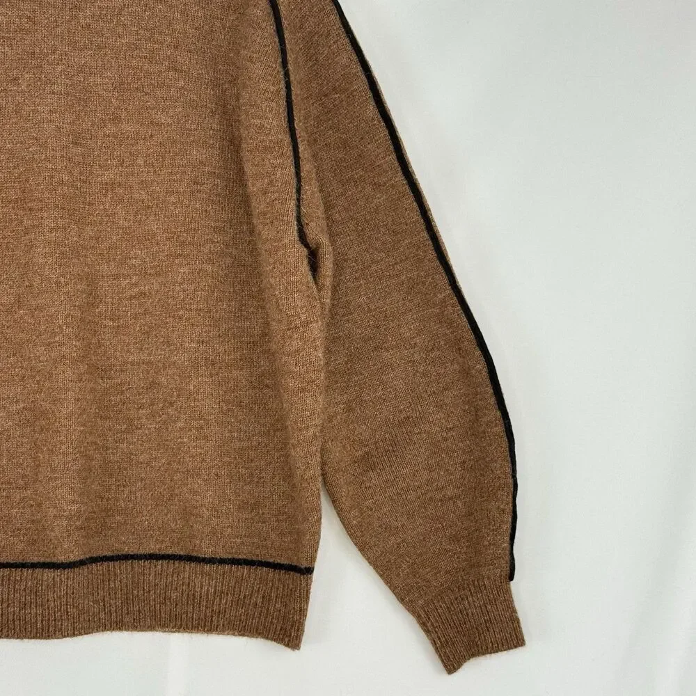 Weekend Womens Turtleneck Sweater Size L Nutmeg/Black